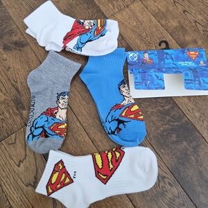 Superman Crew Socks - Multi Color 4 Pack Kids Size 10-4